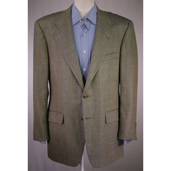 Southwick for Paul Simon Blue/Gold Herringbone Silk 2-Btn Sportcoat Blazer 42R - Picture 2 of 8